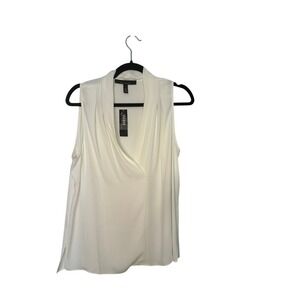 White House Black Market Sleeveless Pleated‎ V Neck Shell Blouse Top NWT45